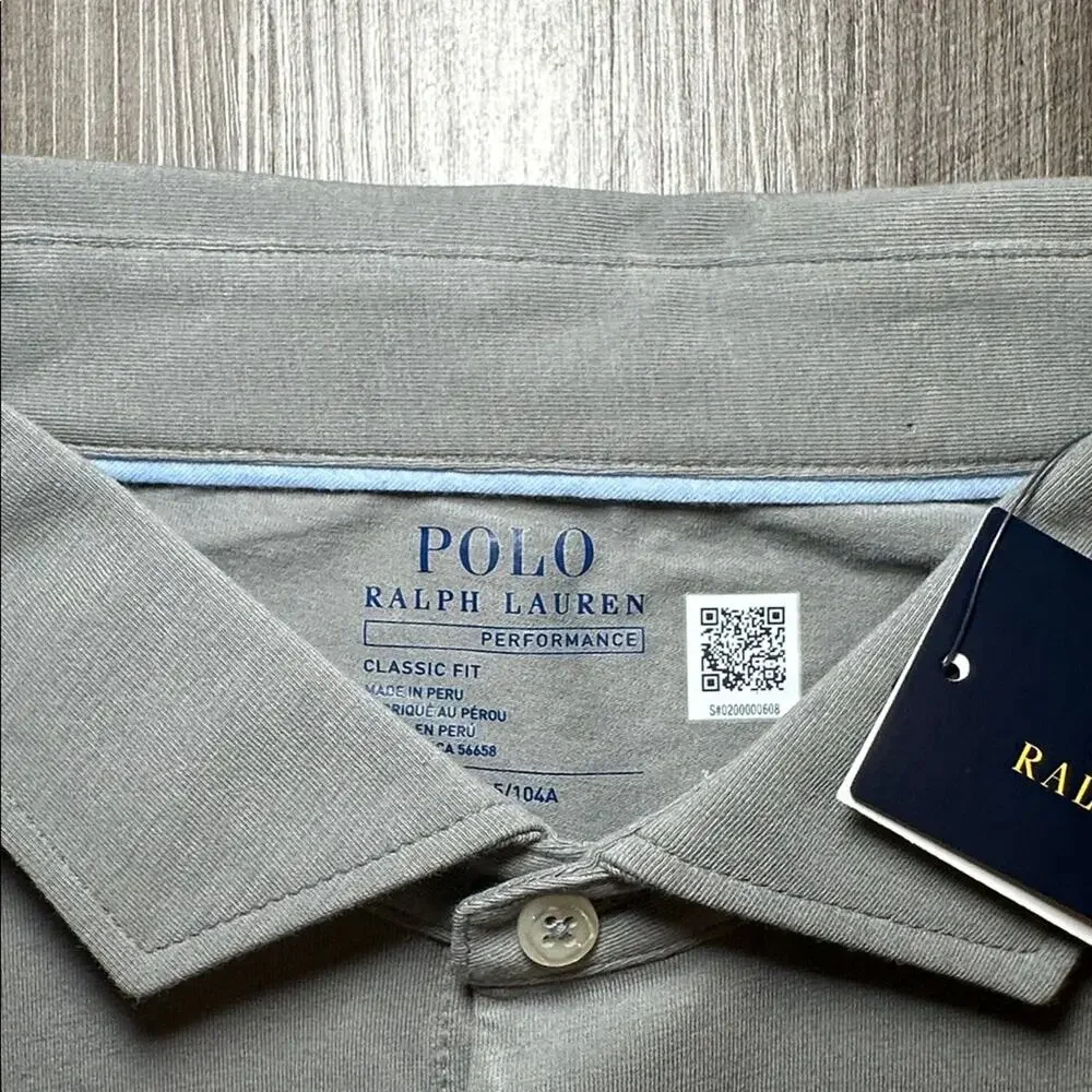 Polo Ralph Lauren Performance Classic Fit Grey Long Sleeve Golf Polo - XL